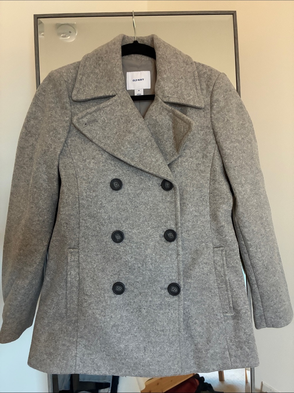 Old Navy Light Gray Double-Breasted Peacoat